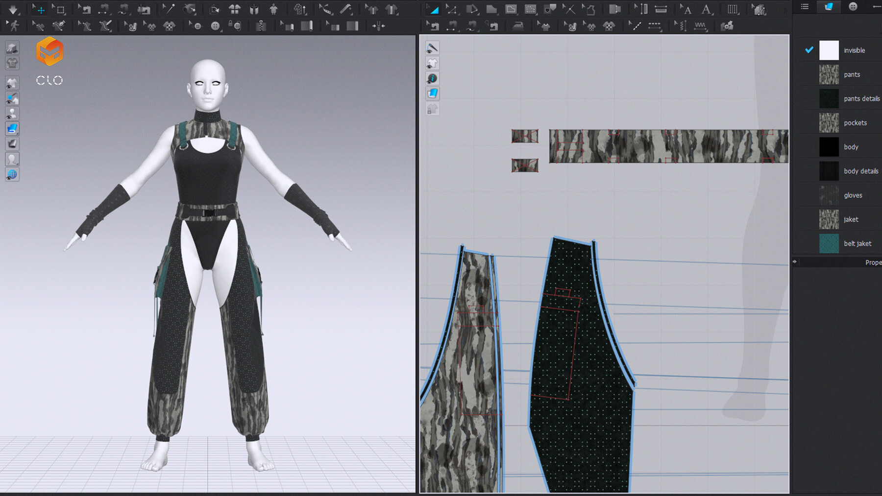 Female outfit / Cyberpunk / Marvelous Designer Project + OBJ