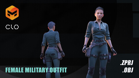 Female Military Outfit / Marvelous Designer Project + OBJ