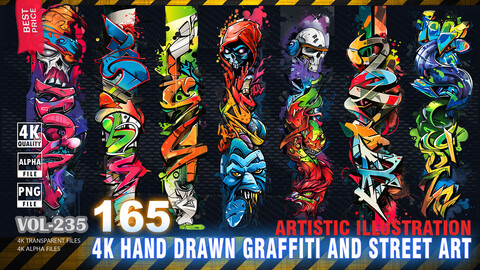 165 4K HAND DRAWN GRAFFITI AND STREET ART ILLUSTRATION - ARTISTIC ILLUSTRATION - HIGH END QUALITY RES - (TRANSPARENT & ALPHA) - VOL235