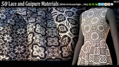 50 Lace and Guipure Materials (SBSAR+AO+NRM+Texture Files).vol19