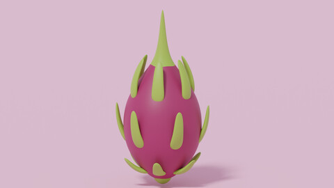 Cartoon Dragon Fruit Pitaya 3D model