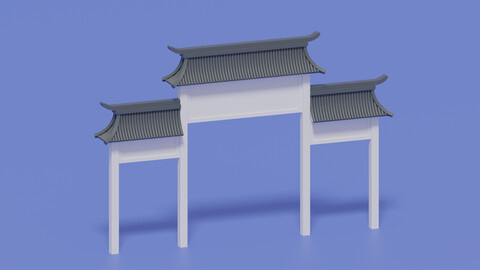 Cartoon Ancient Chinese Gate 3D model