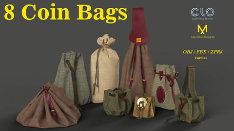 8 Coin Bags  / ZPRJ/ OBJ/ FBX