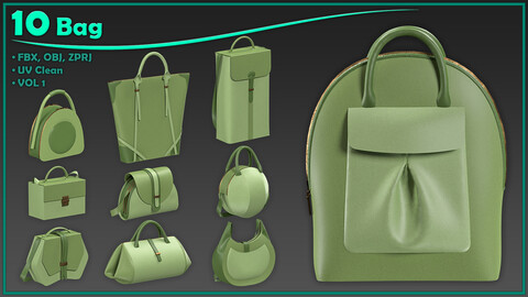 10 bag/ zprj+obj+fbx/ clo3d, marvelous designer