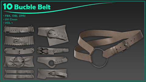 10 buckle belt/ zprj+obj+fbx/ clo3d, marvelous designer