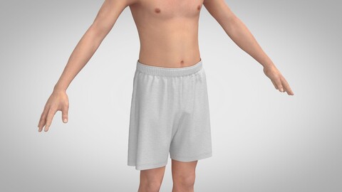 Men Cotton Shorts, Clo, Marvelous Designer +obj, fbx