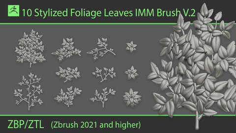 Stylized Foliage Leaves IMM Brush V.2