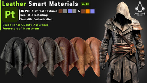 Leather Smart Materials + PBR & Unreal Engine Textures - Assassin's Creed - VOL 01