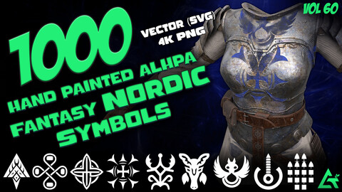 1000 Hand Painted Alpha Fantasy Nordic Symbols (MEGA Pack) - Vol 60