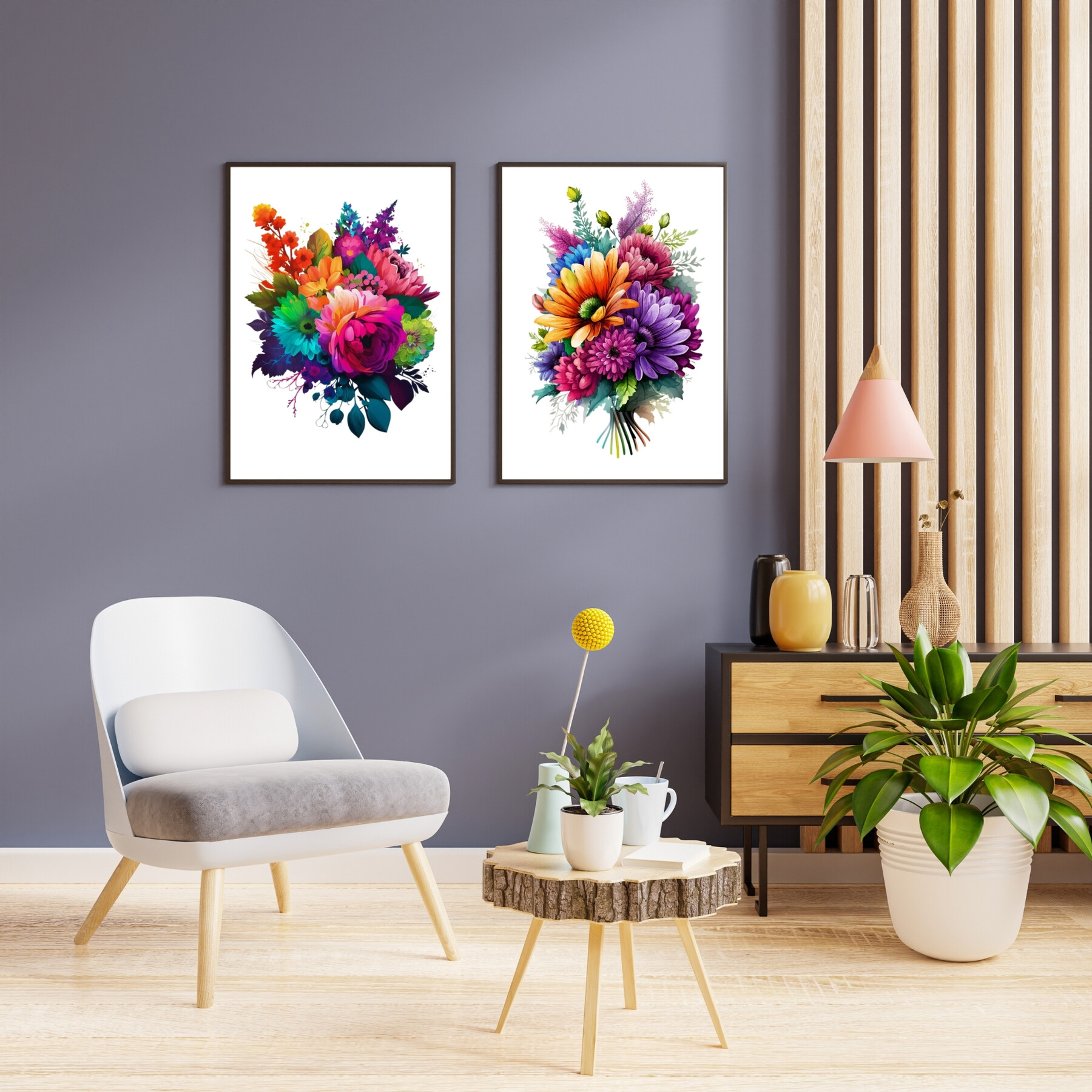 ArtStation - Abstract Flowers, Printable Watercolor 3 Set of Flowers ...