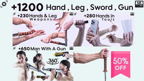 +1200 Hand , Leg , Sword , Gun Image References (Bundle) | 50% OFF This Week |