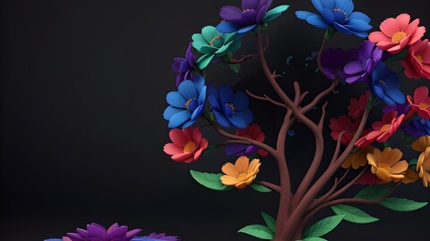 a colorful tree with flowers on it