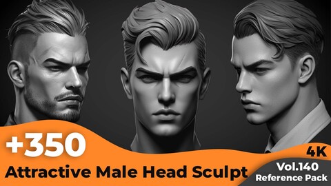 +350 Attractive Male Head Sculpt References(4k)