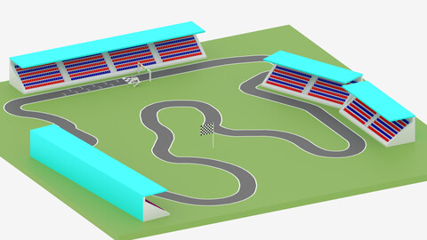 Cartoon Race Track 3D model