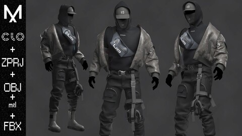 Urbanwear Outfit Male Marvelous designer/Clo3d OBJ mtl FBX ZPRJ