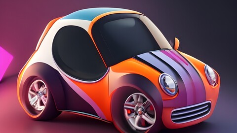 a colorful toy car with a colorful design on the front.