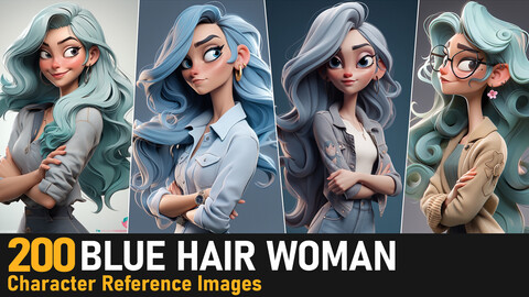 Blue Hair Woman| 4K Reference Images