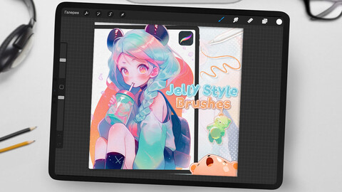 Jelly Style Brushes for Procreate | Soft Lineart, Sketch, Coloring Brushes for Ipad