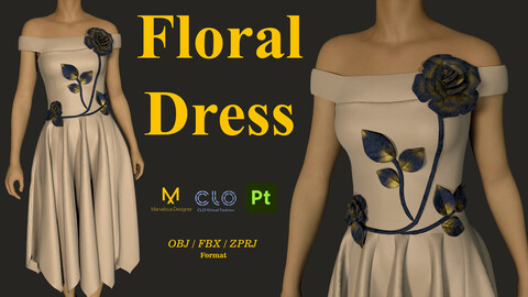 Floral Dress / OBJ / FBX / ZPRJ / SPP