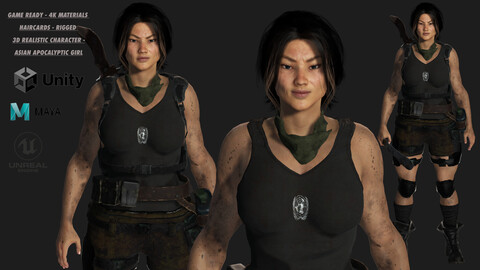 AAA 3D REALISTIC FEMALE CHARACTER - ASIAN GIRL SURVIVOR APOCALYPTIC 06