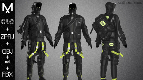 Sci-fi Outfit Male Marvelous designer/Clo3d OBJ mtl FBX ZPRJ