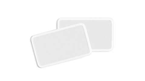 White Rectangular Embroidered Patch Stack - lying embroidery rectangle badge pair