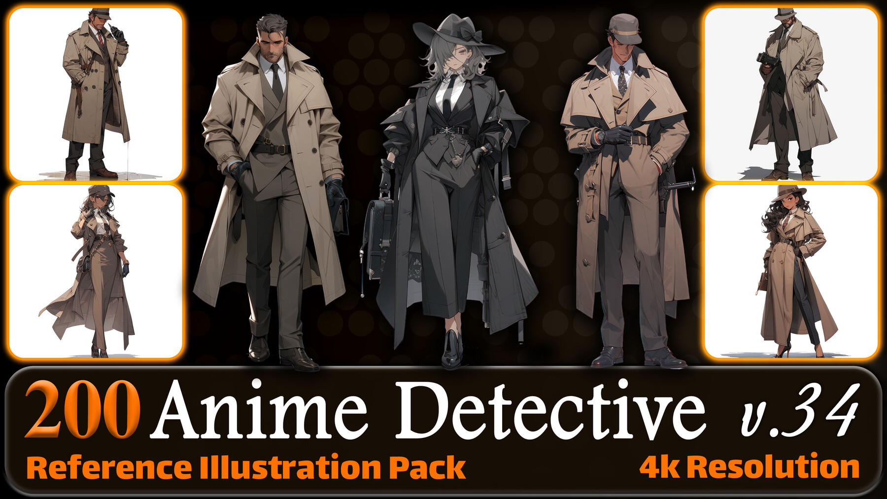 Artstation - 200 Anime Detective (full Body) Reference Pack 