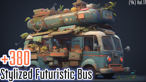 +380 Stylized Futuristic Bus Concept (4k)