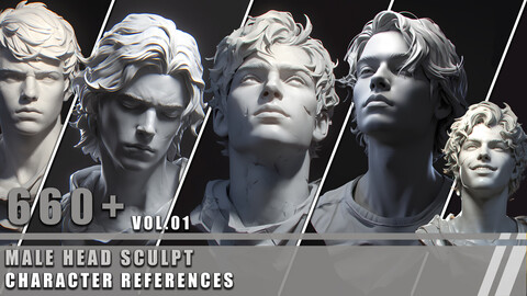 660+ Male Head Sculpt - Character References Vol.01