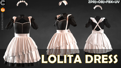 LOLITA DRESS (Clo3D Project + OBJ +FBX)