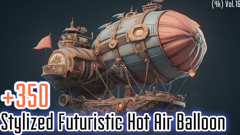 +350 Stylized Futuristic Hot Air Balloon Concept (4k)