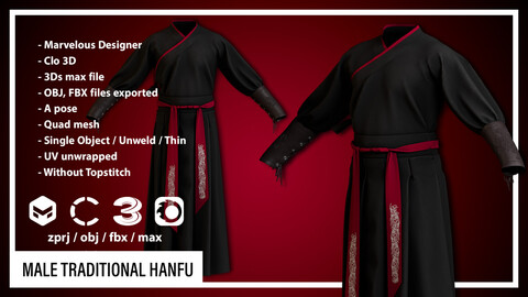 HANFU (CLO3D, MD PROJECTS+OBJ+FBX)