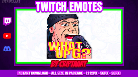 Vince McMahon Twitch Emote, WWE emoji, What up G?, wrestling item, icon for stream, discord, youtube, kick, tiktok