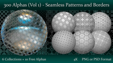 300 Alphas (Vol 1) - Seamless Patterns and Borders