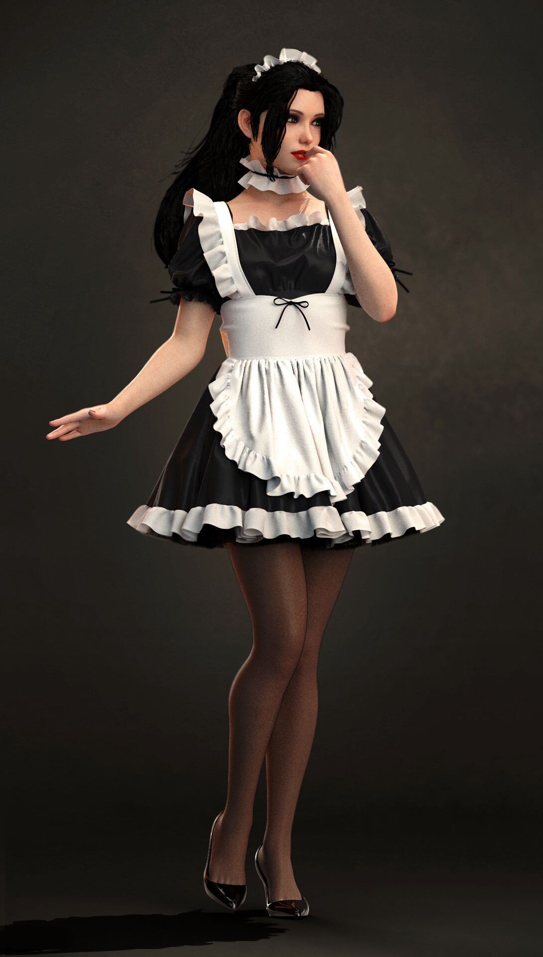 ArtStation - French maid outfit. Marvelous Designer/Clo3d project + OBJ ...