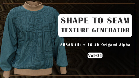 Shape to Seam Texture Generator For Substance Painter + 10 4K Origami Alphas - Vol04