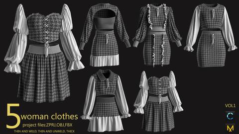 WOMAN CLOTHES (OBJ+FBX+ZPRJ)