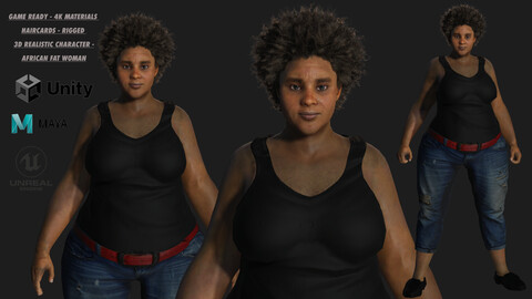 AAA 3D REALISTIC FEMALE CHARACTER - AFRICAN FAT WOMAN