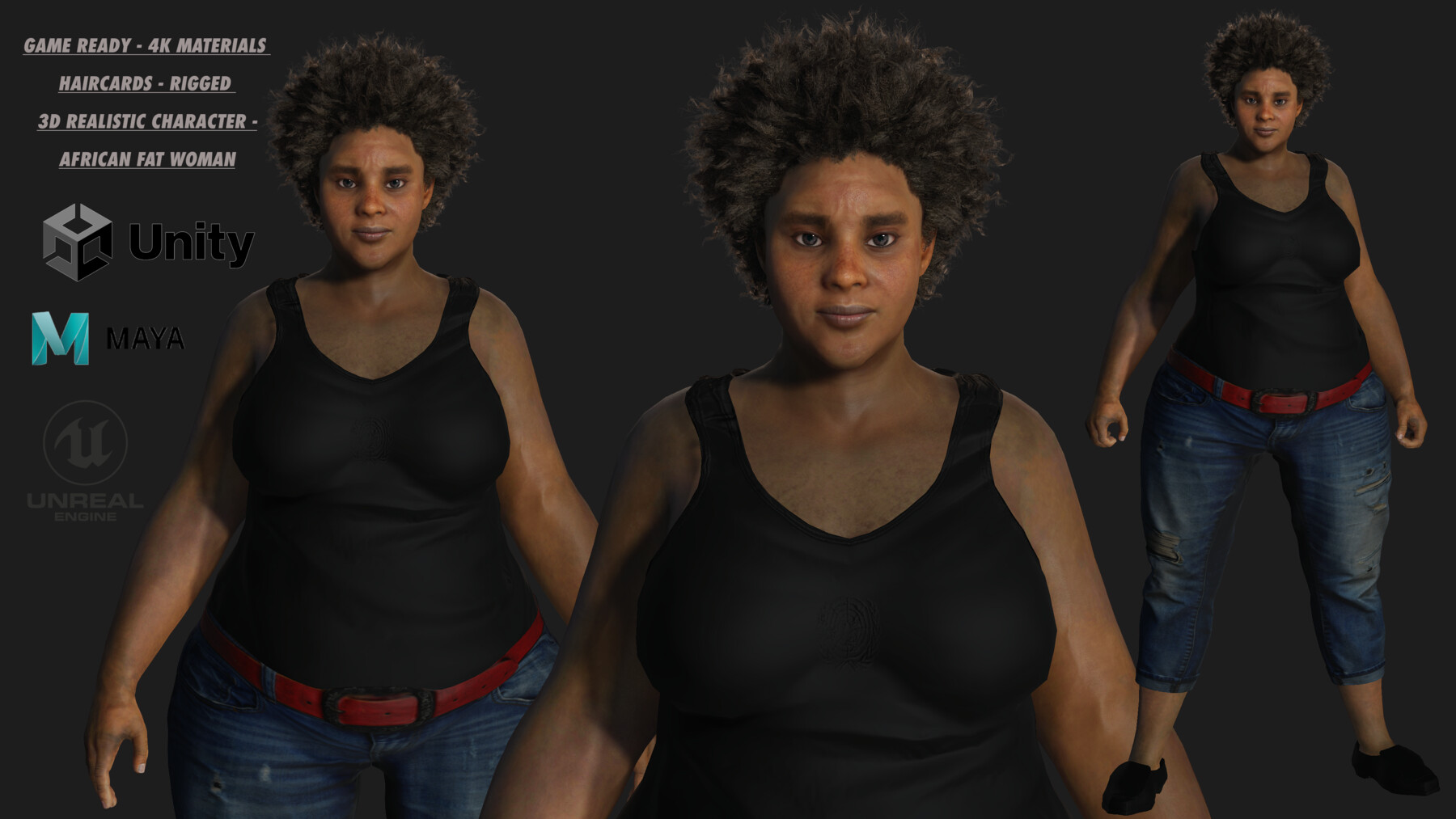 ArtStation - AAA 3D REALISTIC FEMALE CHARACTER - AFRICAN FAT WOMAN | Game  Assets