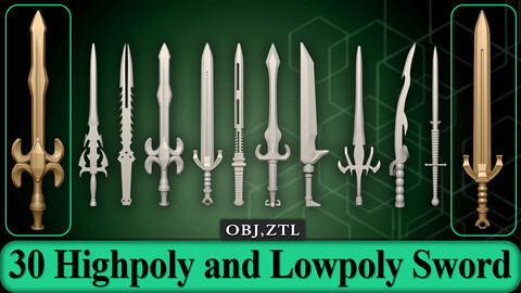 30 Highpoly and Lowpoly Sword