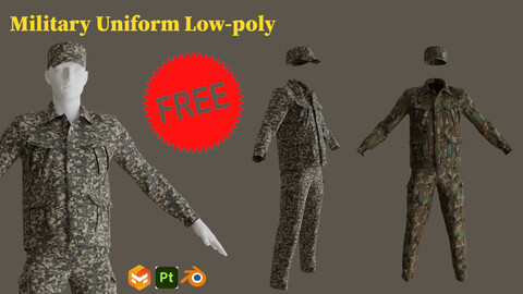 Military uniform low-poly+ MD Project+FBX+OBJ