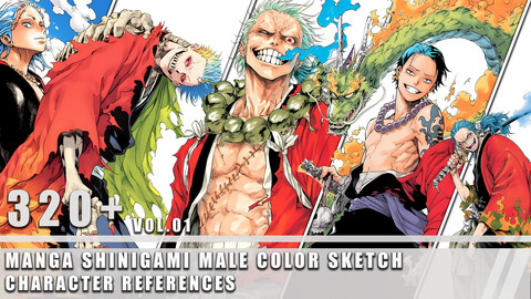 320+ Manga Shinigami Male Color Sketch - Character References Vol.01