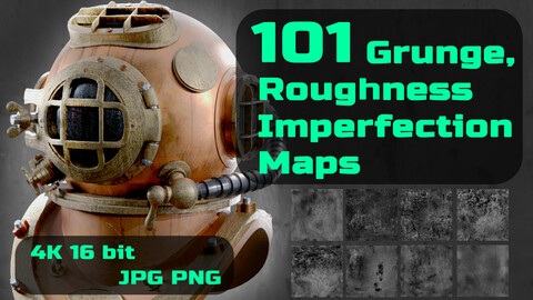 101 Grunge, Roughness, Imperfection Maps- 4K 16 Bit- PNG and PSD