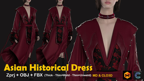 Asian Historical Dress . MD Projects + OBJ + FBX