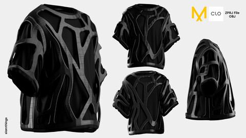 Streetwear 3D Print Tshirt #007 - Clo 3D / Marvelous Designer + FBX / DIGITAL FASHION / HYPEBEAST / FUTURE FASHION