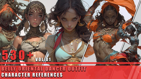 530+ Belly Oriental Dancer Outfit - Character References Vol.01