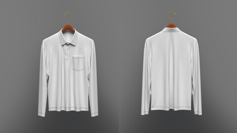 Full Sleeve Polo On Hanger 3D Model