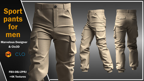 Sport pants for men (ZPRJ, FBX, OBJ, DXF, PDF)