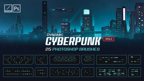 Dynamic Cyberpunk Photoshop Brushes v2 | MS Brushes