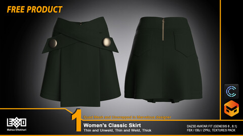 Women's Classic Skirt (ZPRJ+FBX+OBJ Files) *FREE PRODUCT*